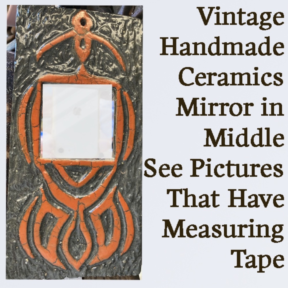 Handmade Vintage Ceramic Tile Miniature Mirror Inserted When Made -30+ Years Ago